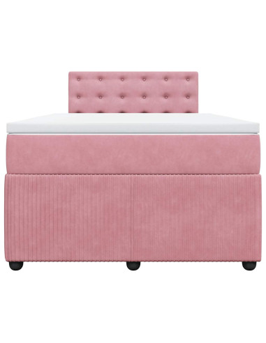 Giroletto a Molle con Materasso Rosa 120x190 cm in Velluto