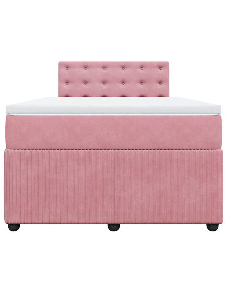 Giroletto a Molle con Materasso Rosa 120x190 cm in Velluto