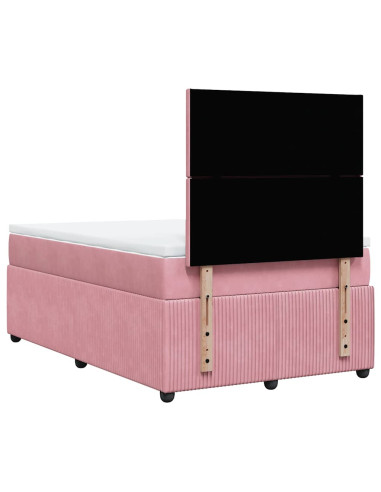 Giroletto a Molle con Materasso Rosa 120x190 cm in Velluto