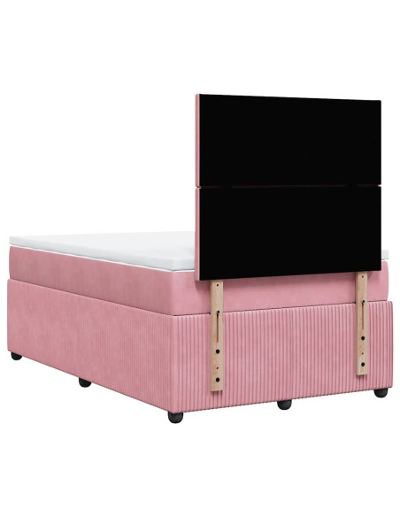 Giroletto a Molle con Materasso Rosa 120x190 cm in Velluto