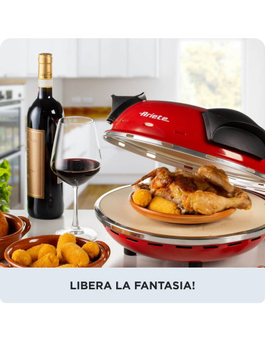 Ariete 909 Forno Pizza - Pizza in 4 minuti - Piastra in pietra refrattaria con trattamento antiaderente - Temperatura max 400° 