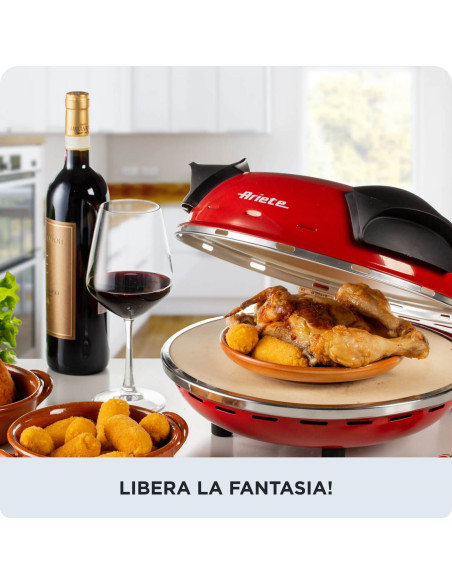 Ariete 909 Forno Pizza - Pizza in 4 minuti - Piastra in pietra refrattaria con trattamento antiaderente - Temperatura max 400° 