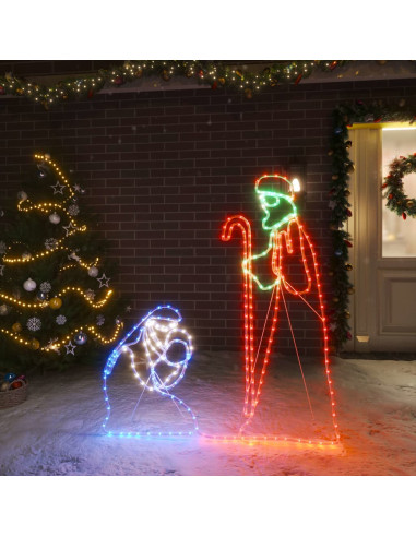 Figura Natalizia di Maria e Giuseppe con 264 LED 40x55&38x100cm