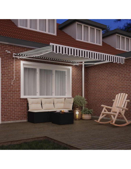 Tenda Retrattile Automatica LED Antracite e Bianco 300x250 cm