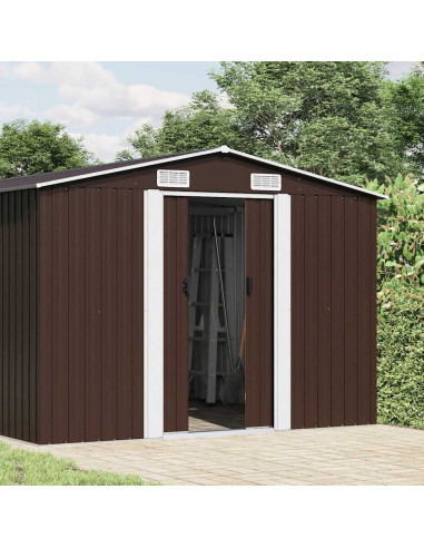 Capanno da Giardino Marrone 257x779x181cm in Acciaio Zincato