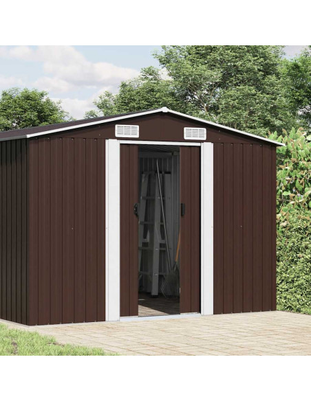 Capanno da Giardino Marrone 257x779x181cm in Acciaio Zincato