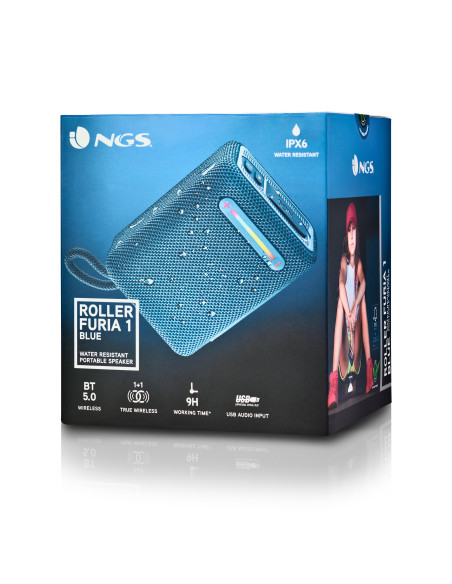 NGS ROLLER FURIA 1 Altoparlante portatile stereo Blu 7 W