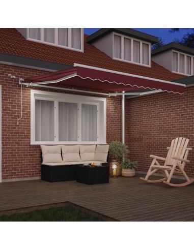 Tenda da Sole Retrattile Automatica con LED Bordò 300x250 cm