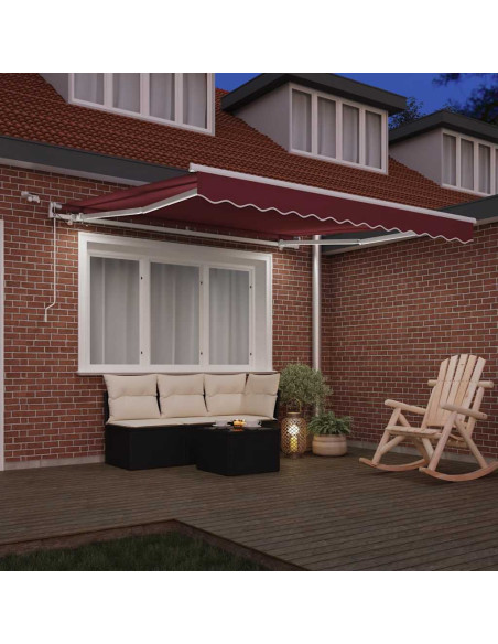 Tenda da Sole Retrattile Automatica con LED Bordò 300x250 cm