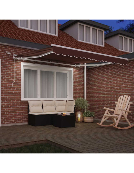 Tenda da Sole Retrattile Automatica con LED Marrone 300x250 cm