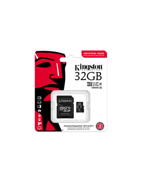 Kingston Technology Scheda microSDHC Industriale 32GB C10 A1 pSLC + Adattatore SD