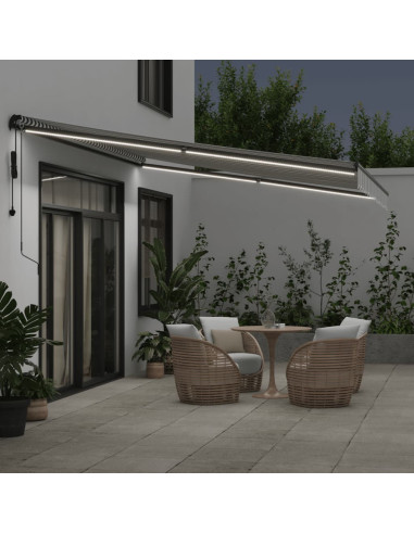 Tenda Retrattile Automatica LED Antracite e Bianco 450x350 cm