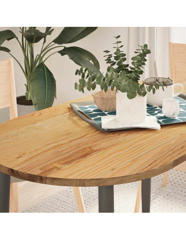 Piano Tavolo Marrone Chiaro 120x60x2cm in Rovere Massello Ovale