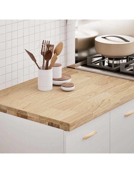 Piano di Lavoro Cucina 80x63,5x4 cm Legno Massello Rovere