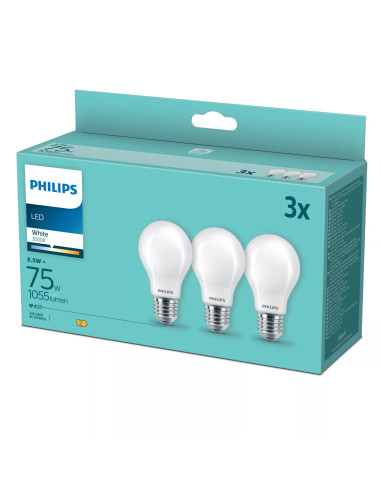 Philips Lampadina smerigliata a filamento 75 W A60 E27 x3