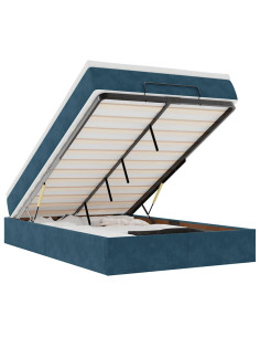 Pouf Letto con Materasso Blu Scuro 120x190 cm Velluto 2