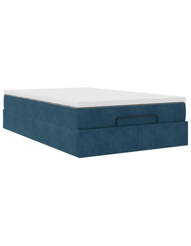 Pouf Letto con Materasso Blu Scuro 120x190 cm Velluto