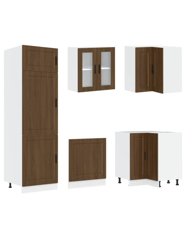 Set Mobili da Cucina 14 pz Porto Rovere Marrone in Truciolato