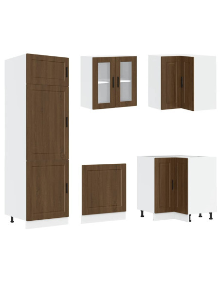 Set Mobili da Cucina 14 pz Porto Rovere Marrone in Truciolato