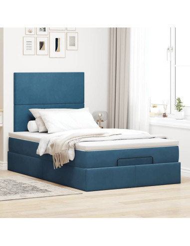 Struttura Letto Pouf con Materassi 120x190 cm Velluto