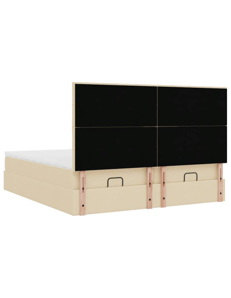 Struttura Letto Pouf con Materassi Crema 160x200 cm in Tessuto