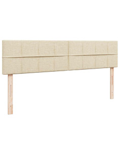 Struttura Letto Pouf con Materassi Crema 160x200 cm in Tessuto