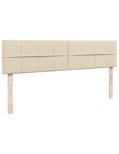 Struttura Letto Pouf con Materassi Crema 160x200 cm in Tessuto