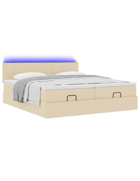 Struttura Letto Pouf con Materassi Crema 180x200 cm in Tessuto