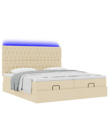 Struttura Letto Pouf con Materassi Crema 180x200 cm in Tessuto