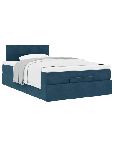 Pouf Letto con Materasso Blu Scuro 120x190 cm Velluto