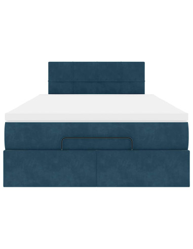 Pouf Letto con Materasso Blu Scuro 120x190 cm Velluto