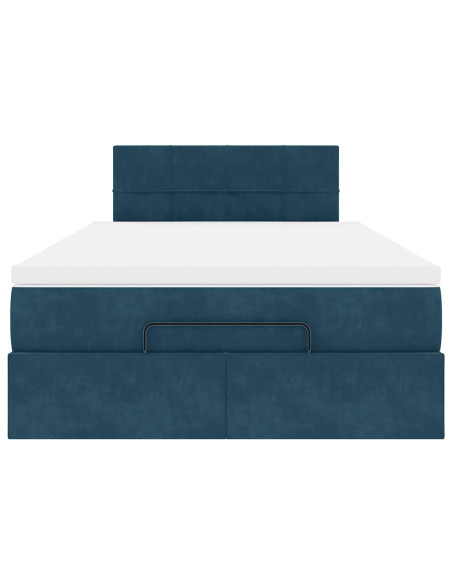 Pouf Letto con Materasso Blu Scuro 120x190 cm Velluto