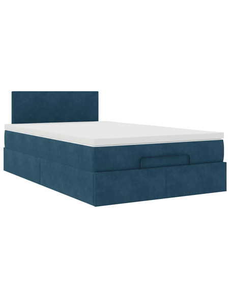 Pouf Letto con Materasso Blu Scuro 120x190 cm Velluto