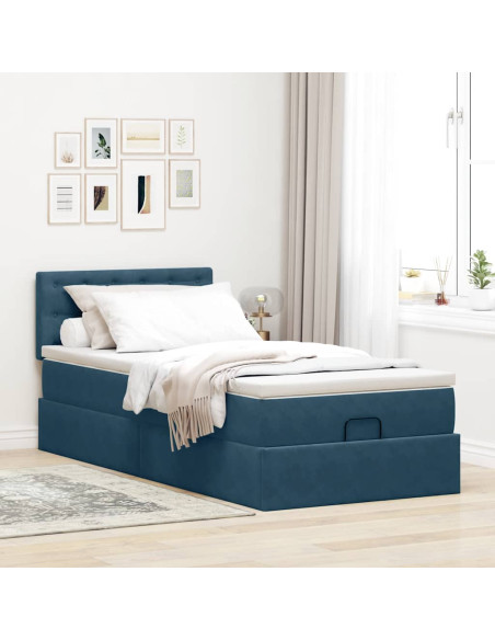 Struttura Letto Pouf con Materasso 80x200 cm Velluto