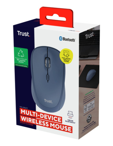 Trust Yvi+ mouse Universale Ambidestro RF senza fili + Bluetooth Ottico 1600 DPI