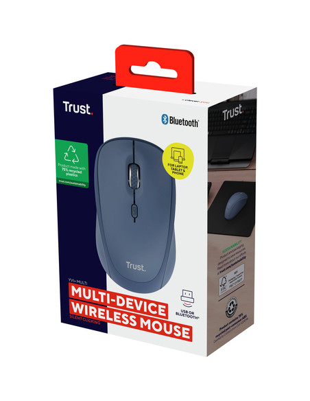 Trust Yvi+ mouse Universale Ambidestro RF senza fili + Bluetooth Ottico 1600 DPI