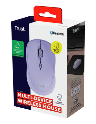 Trust Yvi+ mouse Universale Ambidestro RF senza fili + Bluetooth Ottico 1600 DPI