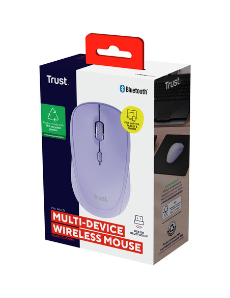Trust Yvi+ mouse Universale Ambidestro RF senza fili + Bluetooth Ottico 1600 DPI