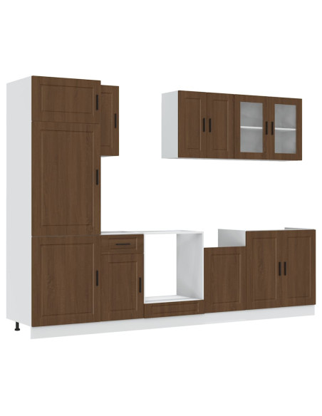Set Mobili da Cucina 8 pz Kalmar Rovere Marrone in Truciolato