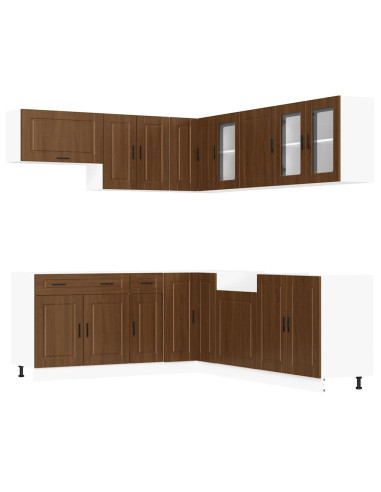 Set Mobili da Cucina 11 pz Porto Rovere Marrone in Truciolato
