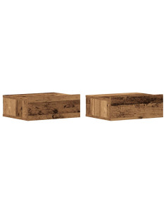 Comodini Pensili 2pz Legno Antico 40x32x15 cm Legno Multistrato 2