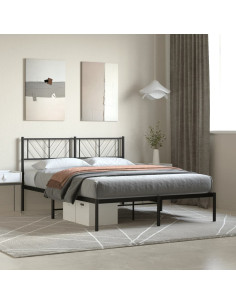 Giroletto con Testiera in Metallo Nero 160x200 cm