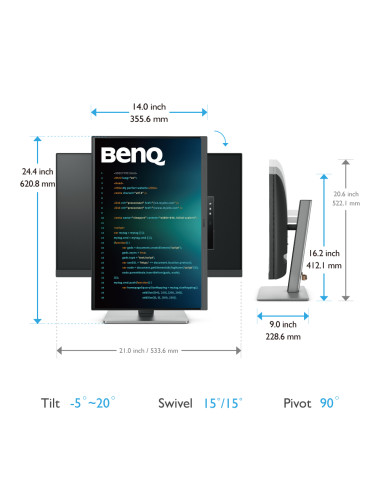 BenQ RD240Q Monitor PC 61,2 cm (24.1") 2560 x 1600 Pixel WQXGA LCD Nero