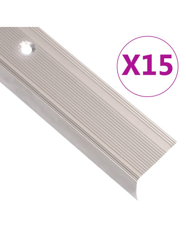 Profili a L per Gradini 15 pz in Alluminio 100 cm Champagne