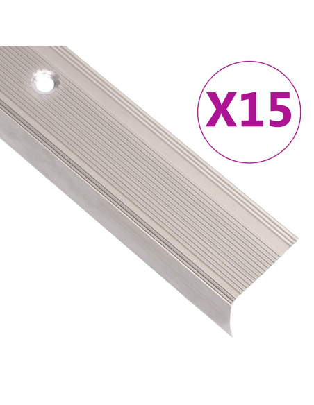 Profili a L per Gradini 15 pz in Alluminio 100 cm Champagne