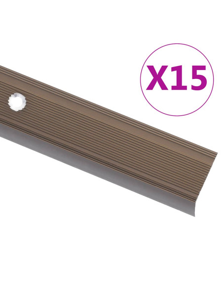Profili a L per Gradini 15 pz in Alluminio 100 cm Marrone