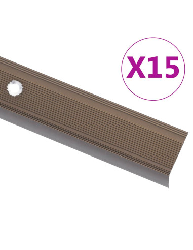 Profili a L per Gradini 15 pz in Alluminio 90 cm Marrone