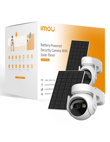 Imou Cell PT Lite Kit - Telecamera da Esterno a batteria con risoluzione 2K (3MP), Rilevamento Movimento/Umano, Visione Notturna
