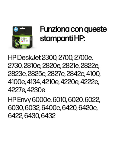 HP Cartuccia di inchiostro tricromia originale ad alta capacità 305XL