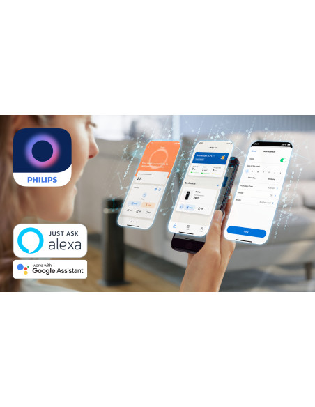 Philips Serie 5000 Torre Termoventilatore, 2000W, Connesso Wi-Fi, Tec. ceramica, 5 sistemi di sicurezza CX5120/11